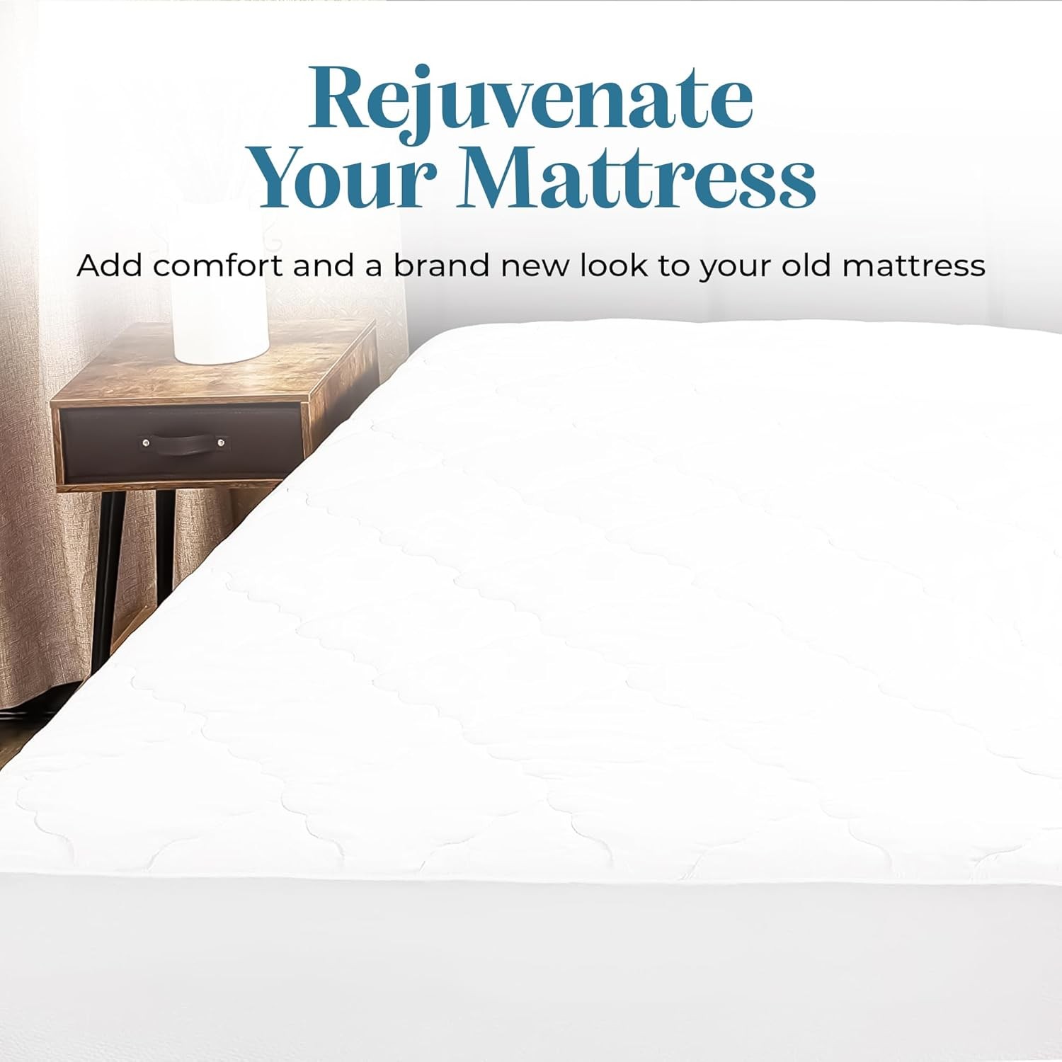 Micropuff Fitted Mattress Pad - Full XL Size (54" x 80") XL, White