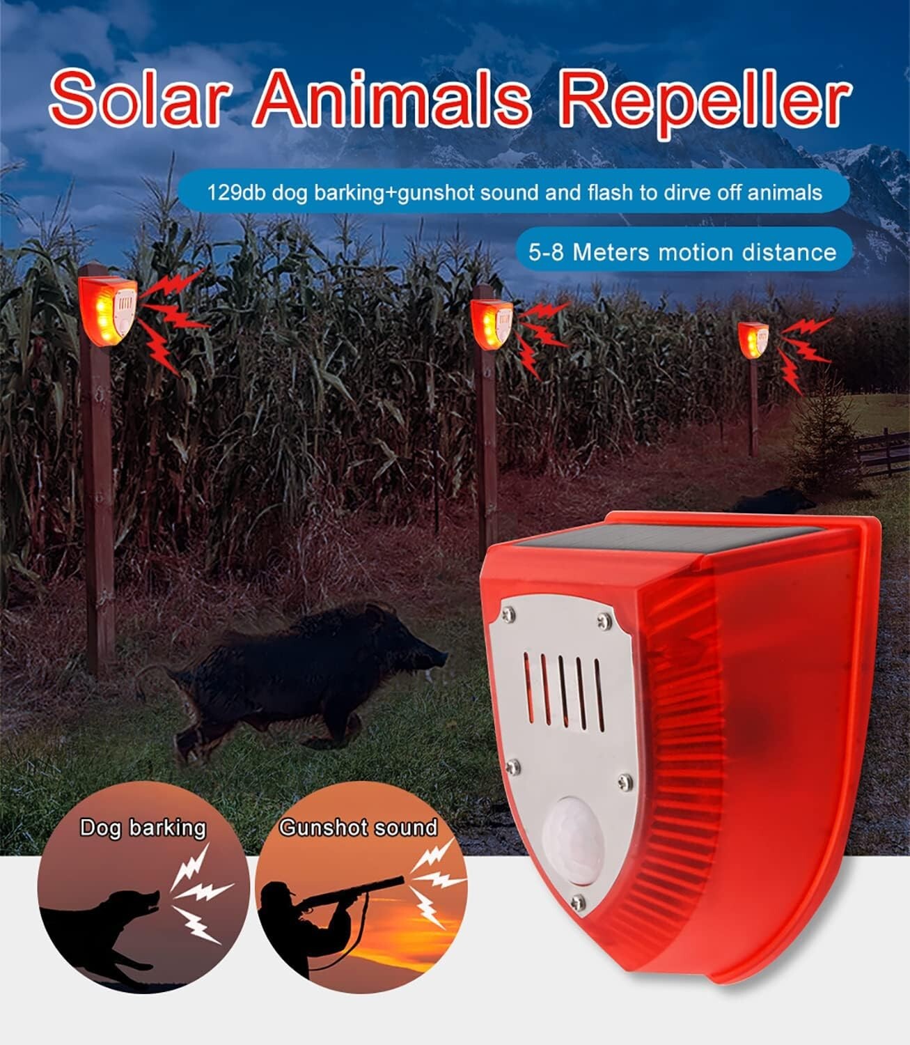 4Pack Solar Alarm LED Light Strobe Wireless Motion Sensor Detector Warning Lamp