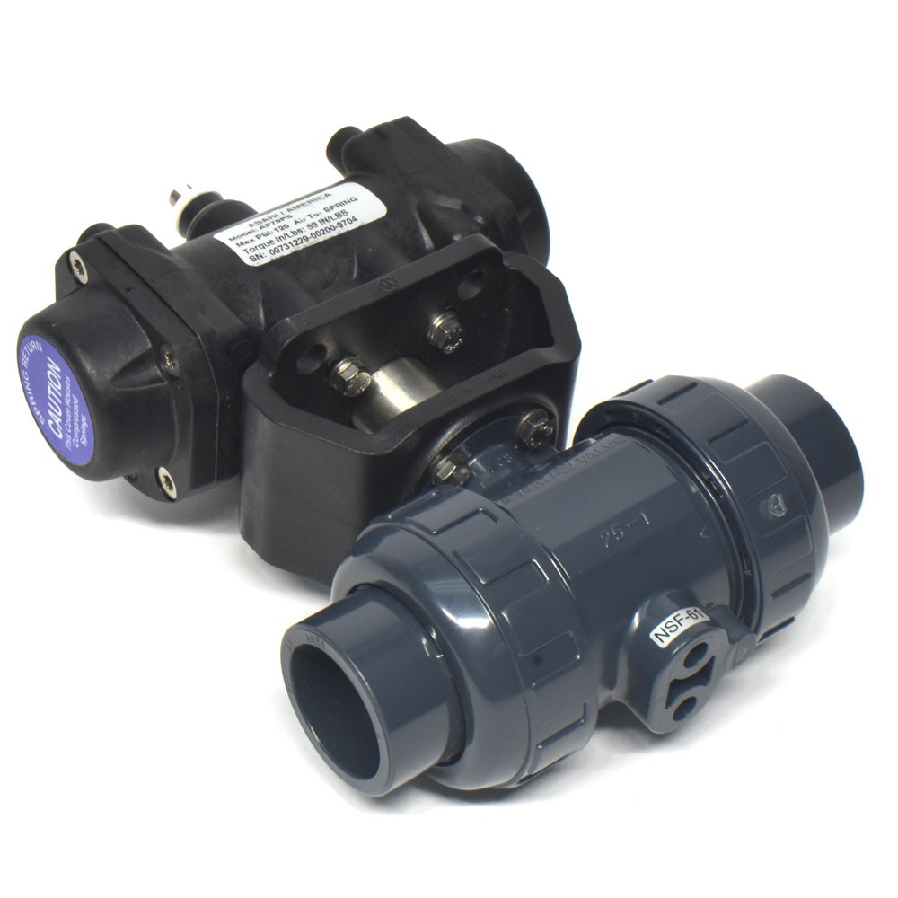 NEW Asahi AP79PS Pneumatic Actuator & V2ALVUVS8025 2-Way PVC Ball Valve 1.25"