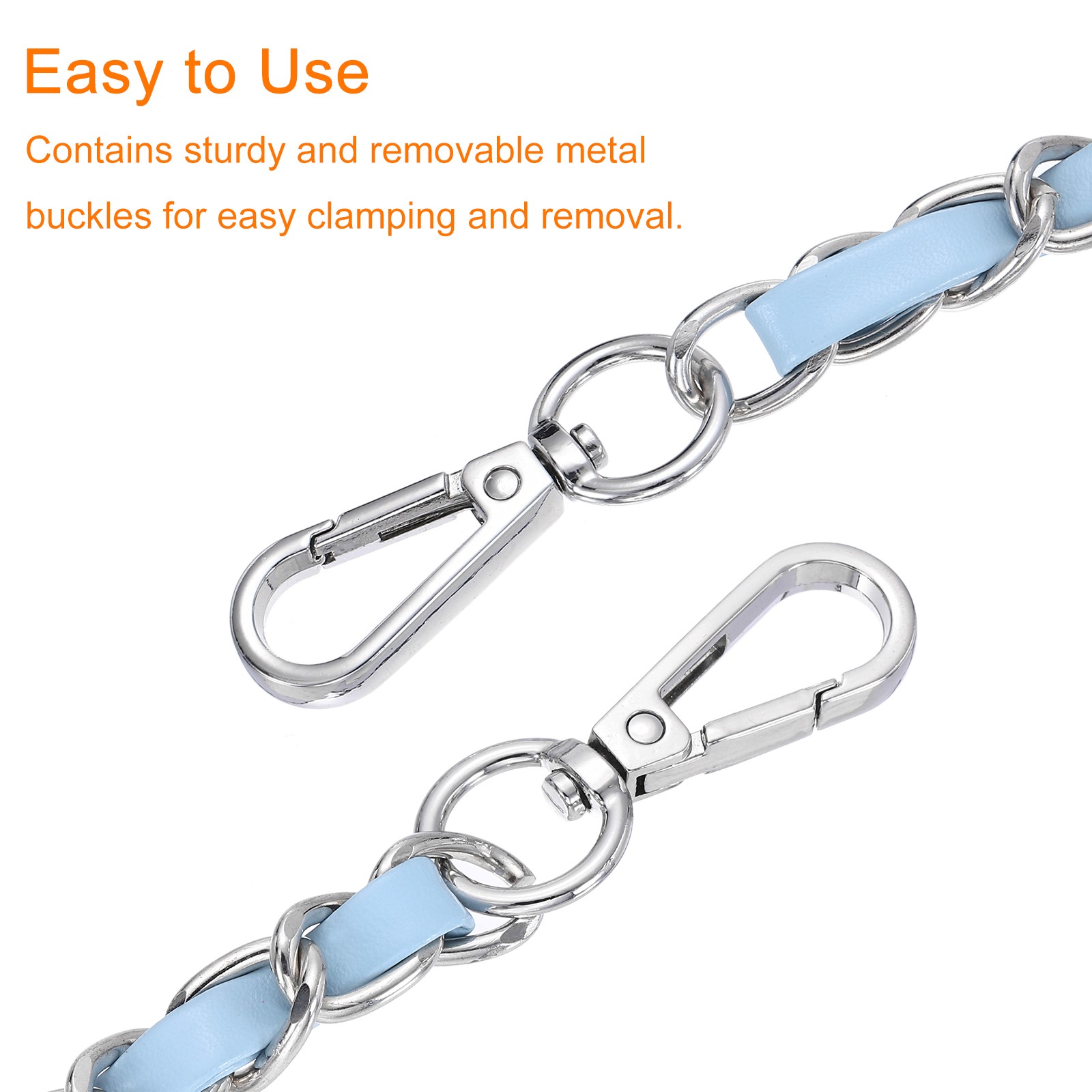 47" Purse Strap with Buckle for Shoulder and Cross Body(Sky Blue+Silver)
