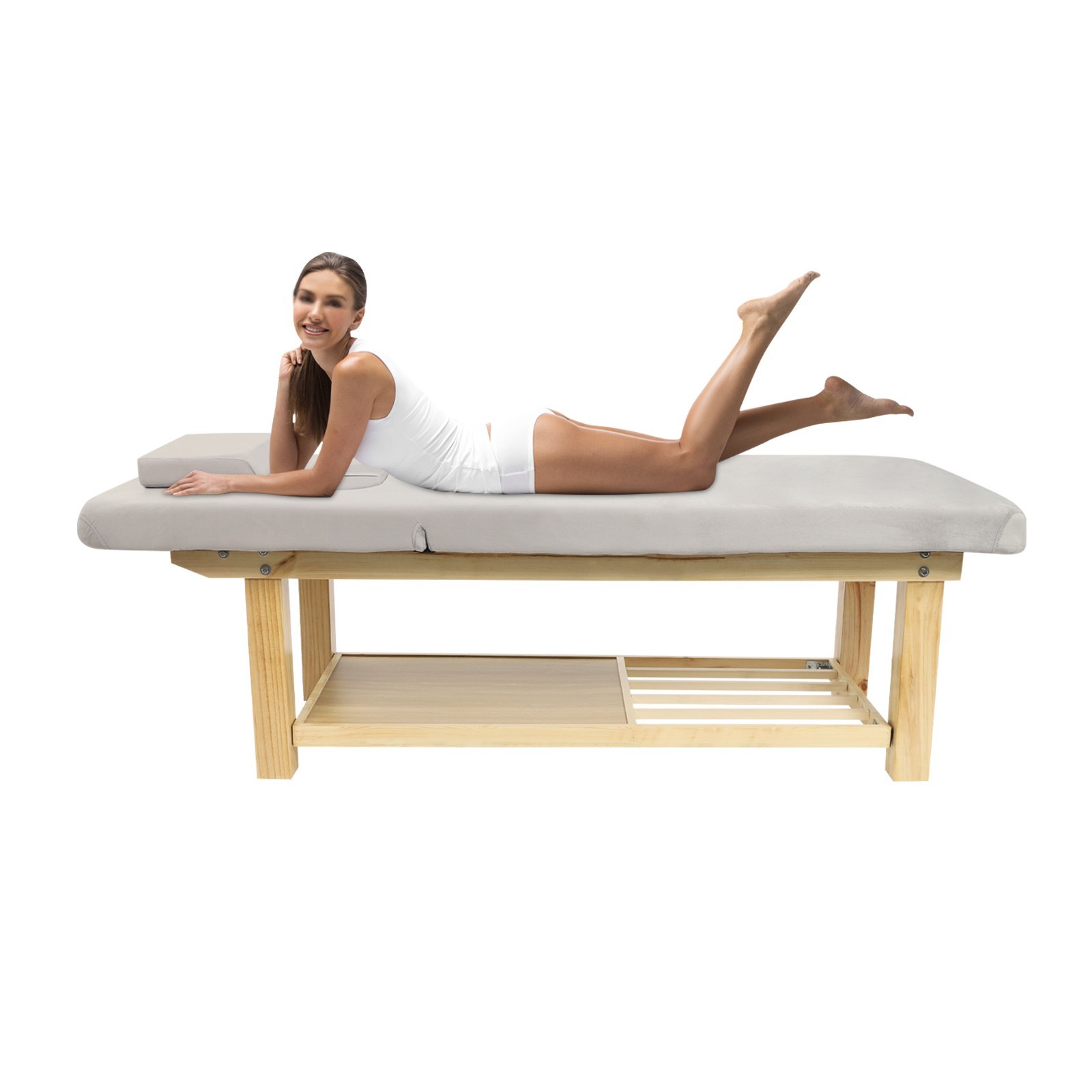 Solid Wood Stationary Massage Table 0-45°Angle Adjustable Physical Therapy Table