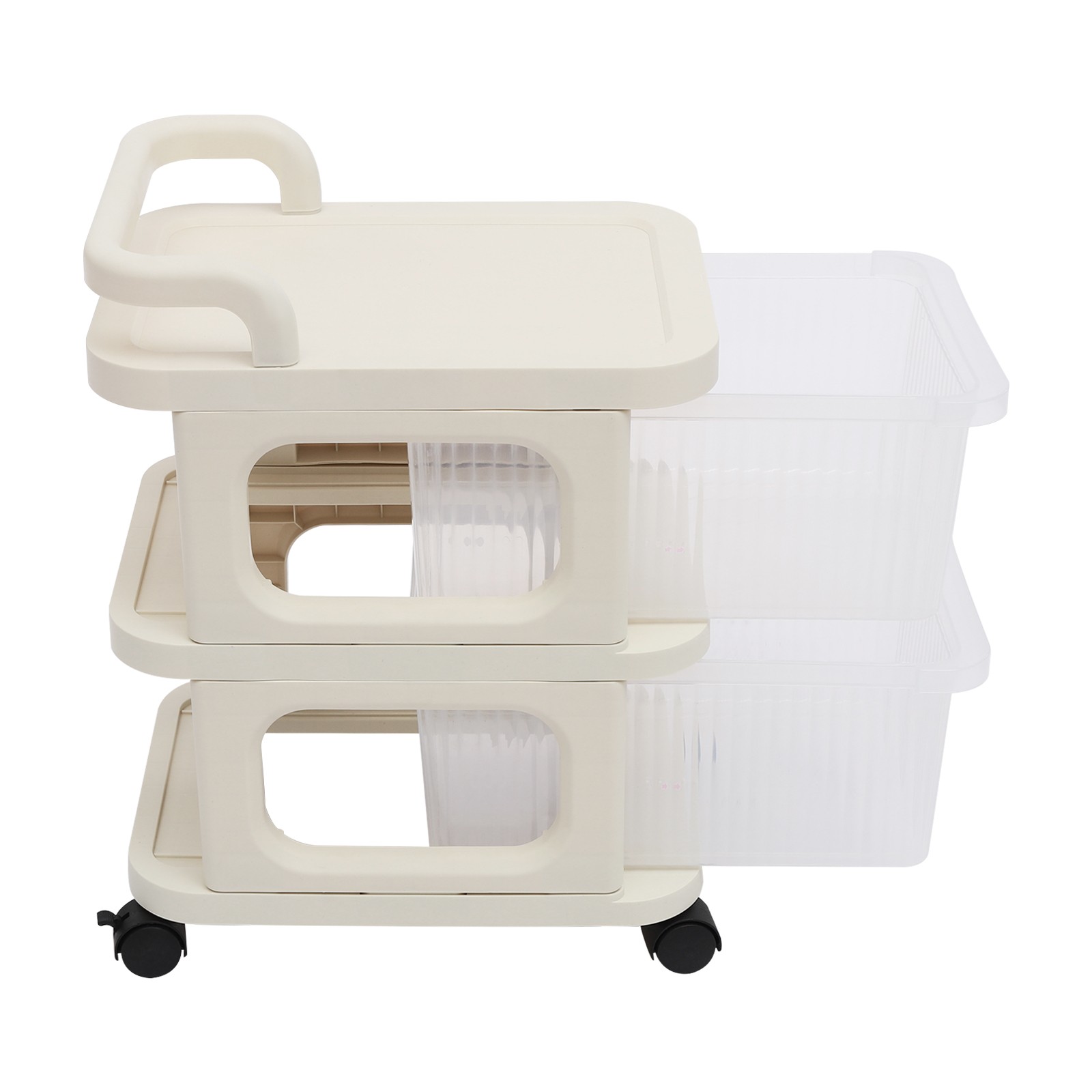 2-Drawer Plastic Rolling Storage Cart with 4 Universal Wheels