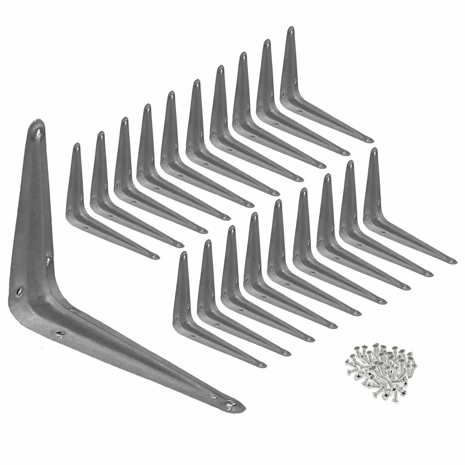 20 Pcs 3" x 4" inch Utility Metal Wall Shelf Corner Bracket Support Gray LOT