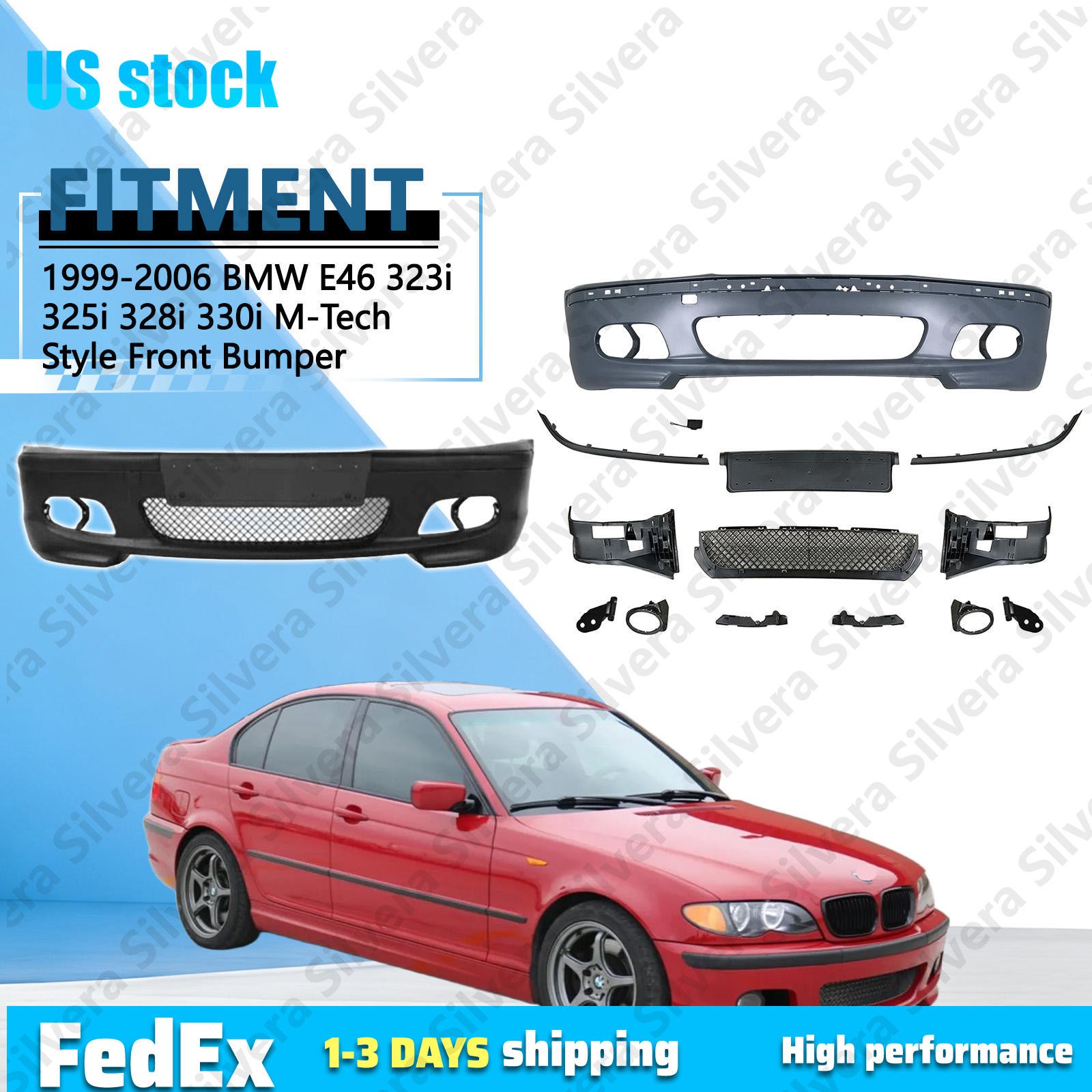 Complete Bumper M-Tech For 1999-2003 BMW E46 4dr 2dr SEDAN