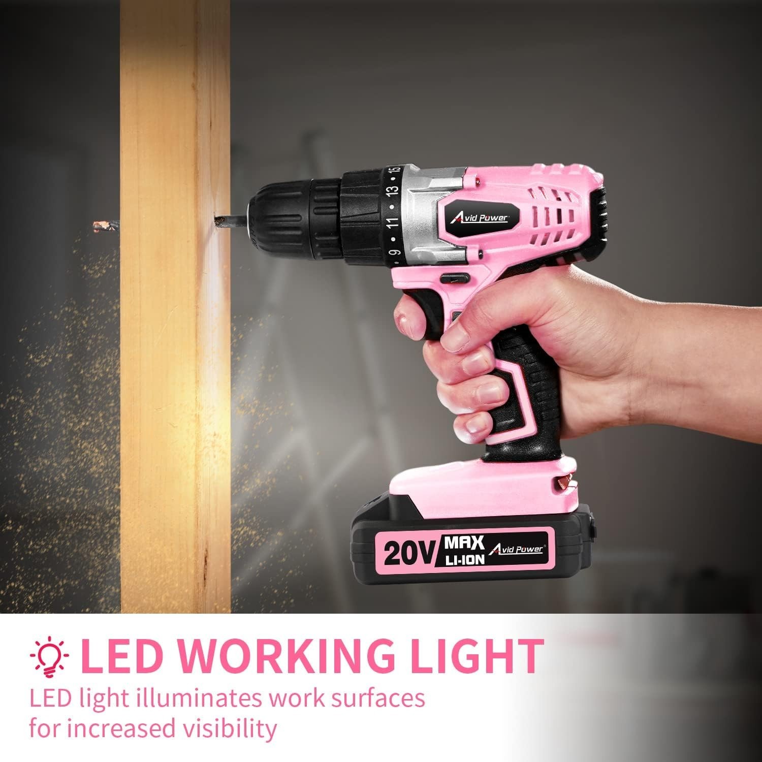 20V Cordless Drill Set for Home DIY & Beginner Projects - Lightweight Power D...