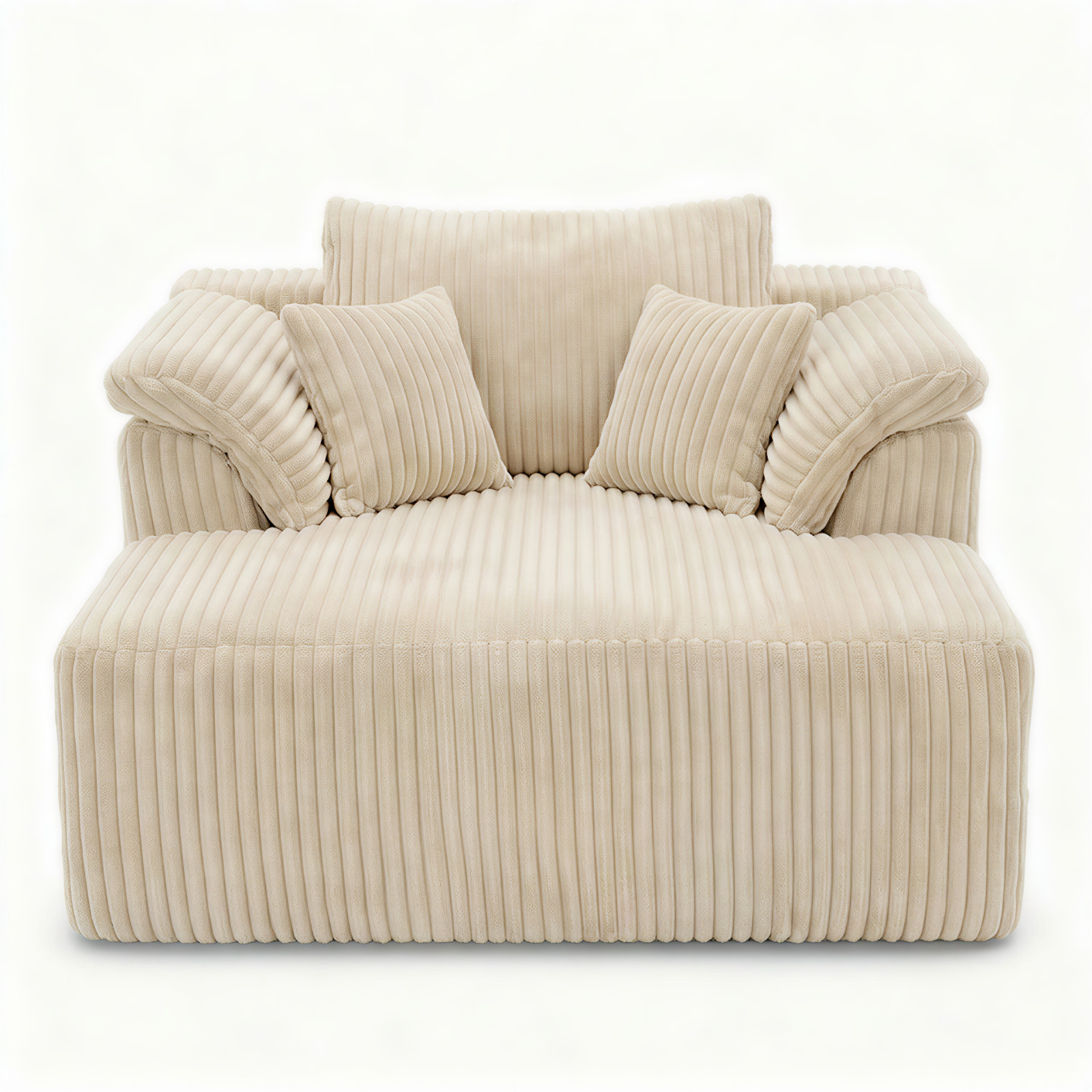 60-inch indoor oversized corduroy lounge chair, no assembly required (Beige)