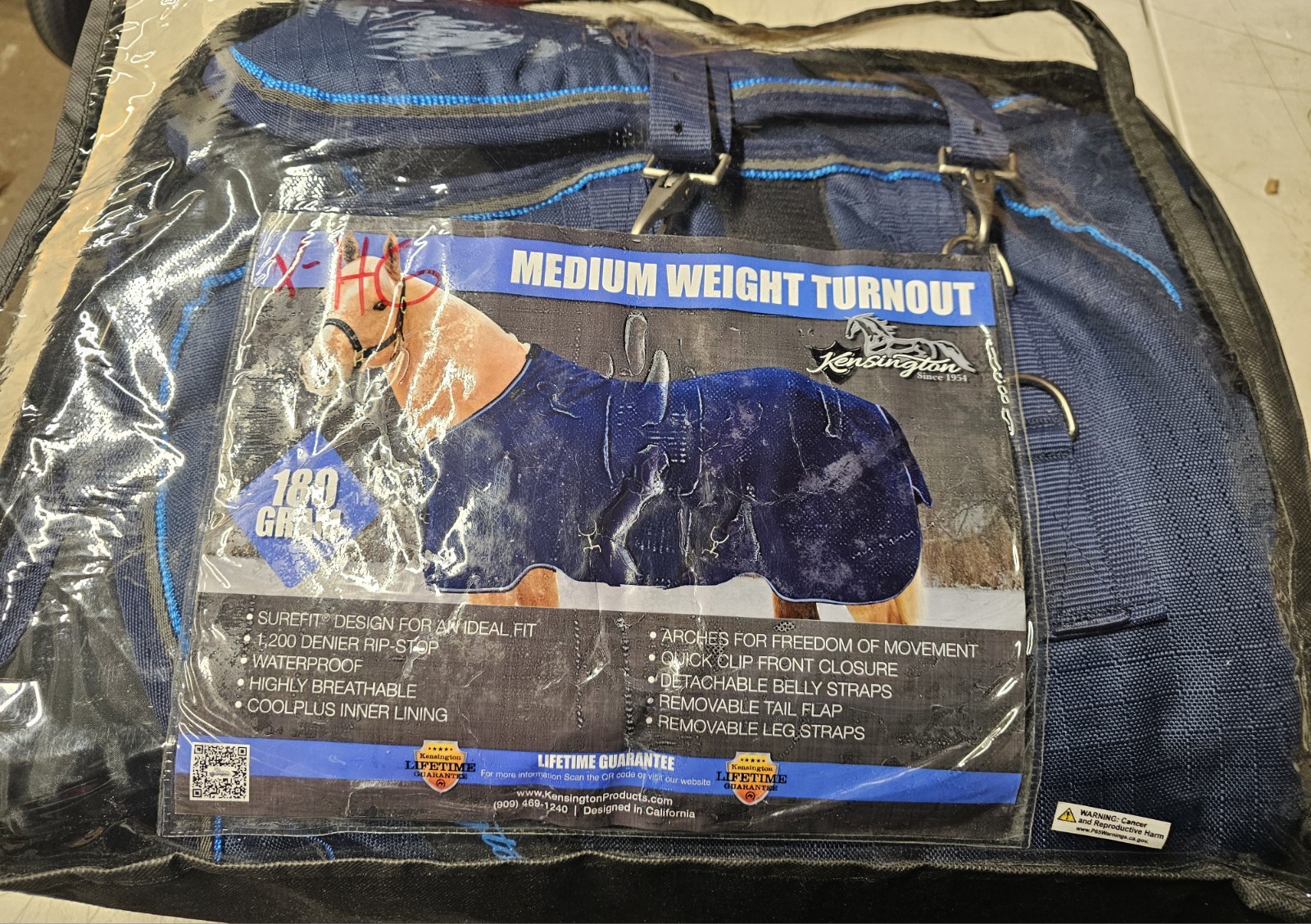 Kensington Navy Medium Weight Turnout Blanket 180Gram Size 75