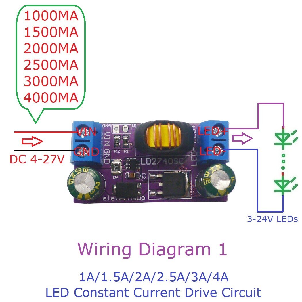 80W DC 4-24V 1-4A Switch-Mode Step-Down Constant-Current High-Brightness Module