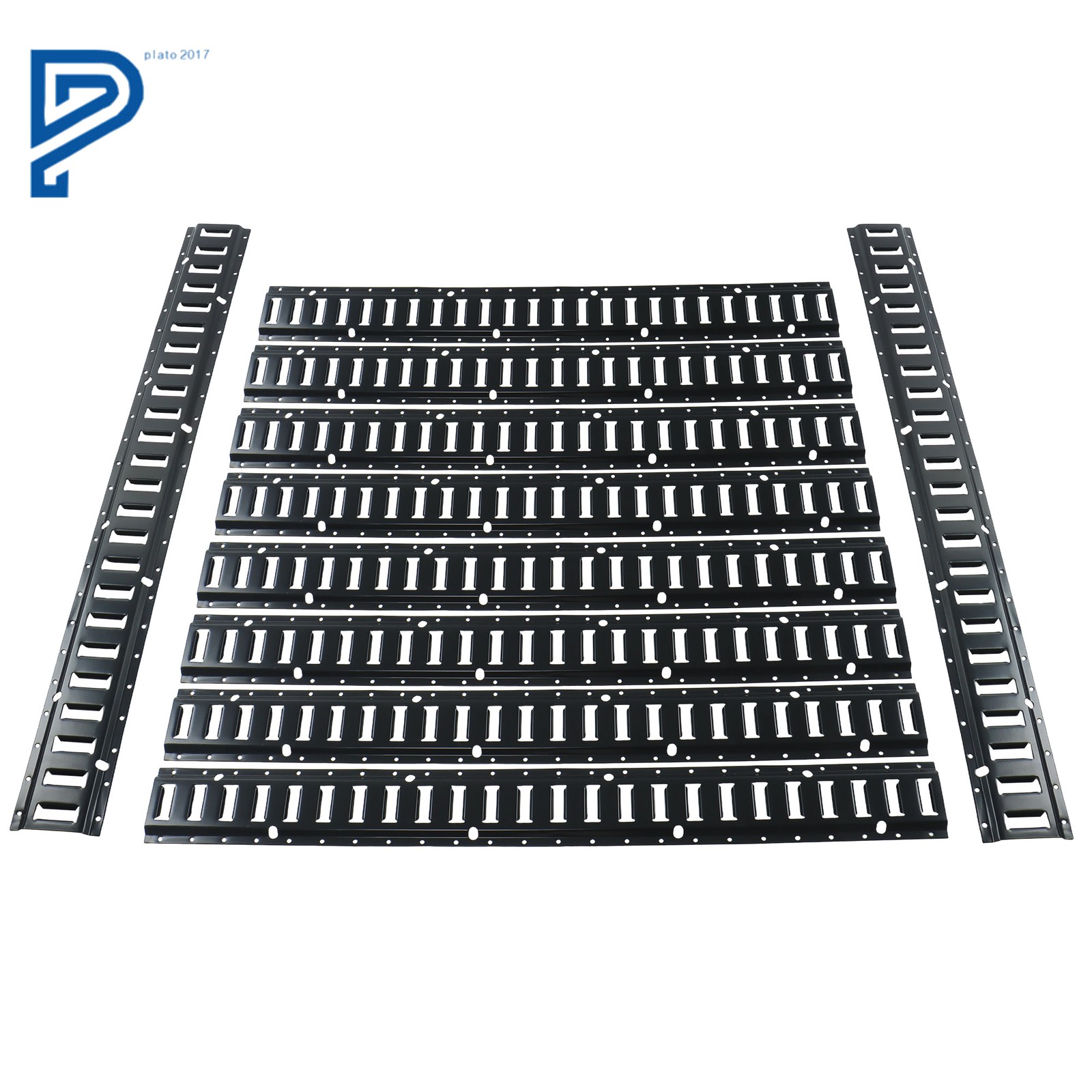 10 PCS 4' E Track Tie Down Rail Galvanized Steel Rail Powder-Coat Black
