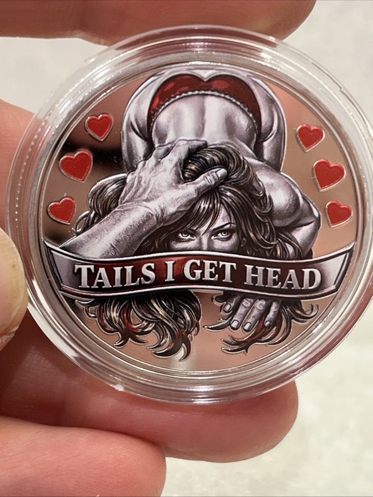 Sexy Colorized Lady Flip Challenge Coin - Playful Heads or Tails Novelty Gift C