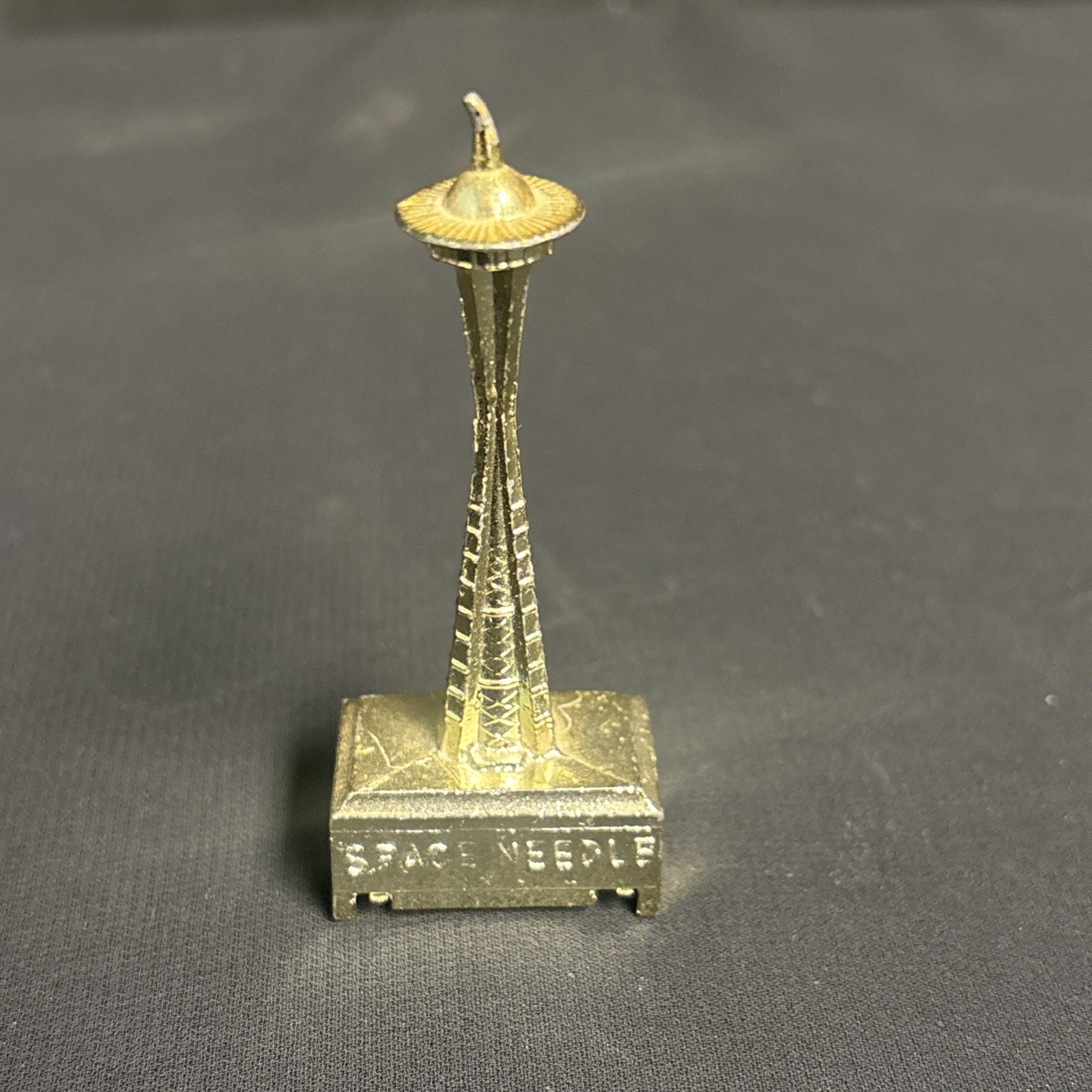 Vintage Gold Tone Space Needle Pencil Sharpener Souvenir 3”