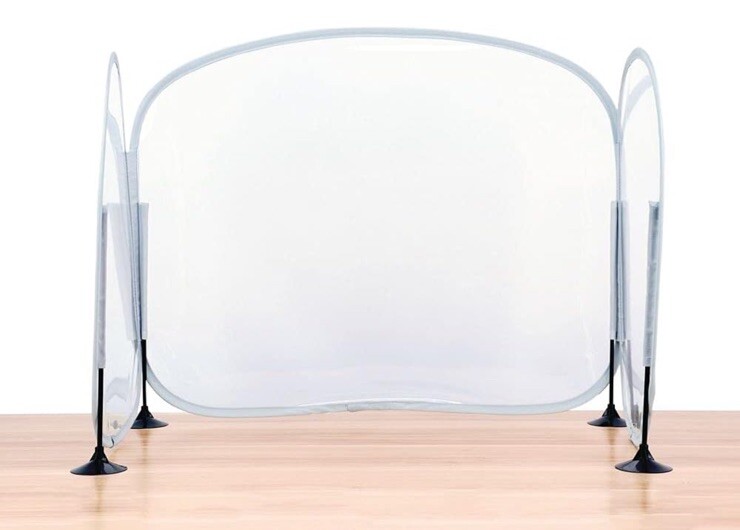 Sneeze Guard Desk Shield – Plastic Divider Screen for Desk, Table or Counter -