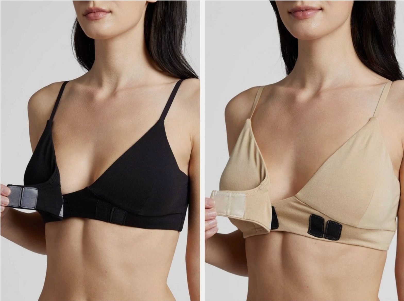 Slick Chicks Side-Fastener Adaptive Bra Wireless BLACK/BEIGE Sz: Med, L, XL, XXL