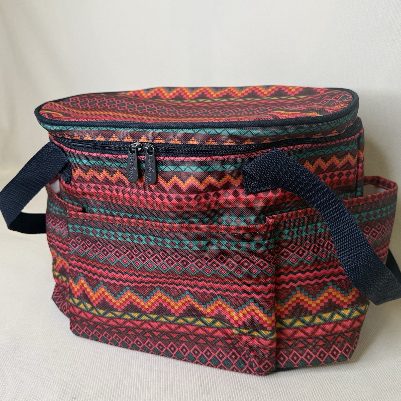 Thirty One Get Creative Round Caddy Tote Sierra Stripe Craft Sewing Bag AH02