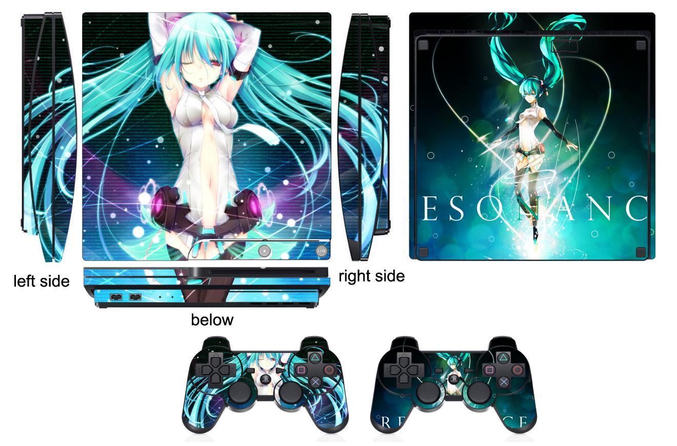 Skin Sticker for PS3 PlayStation 3 Slim and 2 controller skins Q232