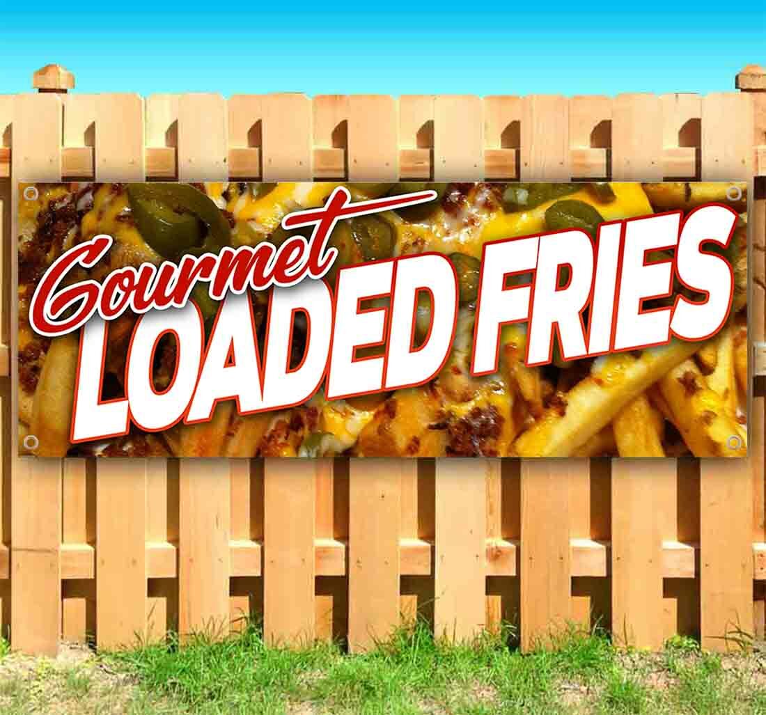 GOURMET LOADED FRIES Vinyl Banner Flag Sign Many Sizes FOOD TASTY