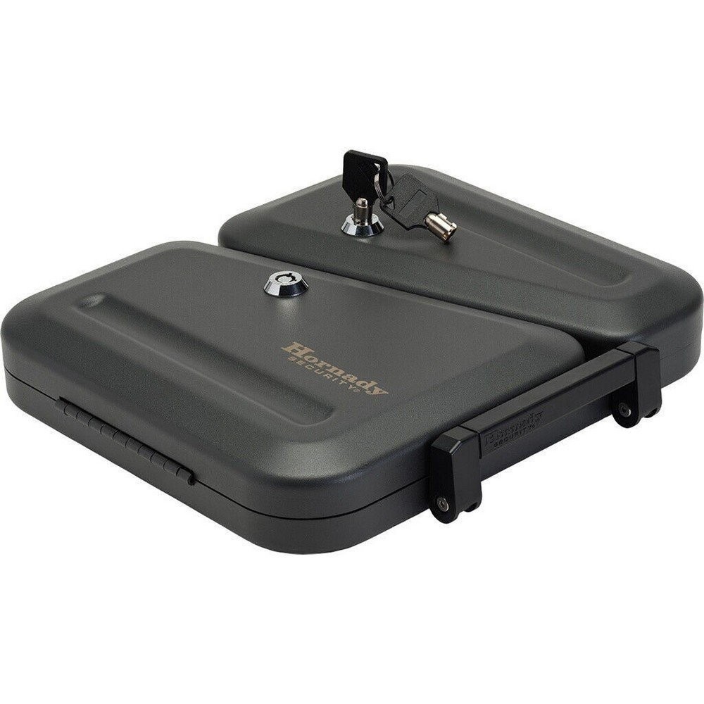 Hornady Dual-Lid Gun Lock Box - 2 Compartment Portable Lock Box - 95229