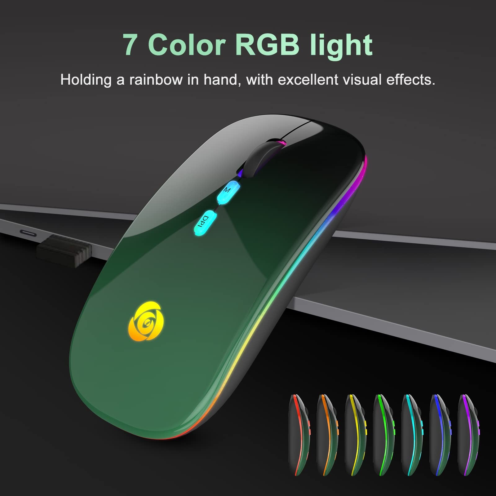 LED Wireless Mouse, Bluetooth Mouse &2.4GHz Instant Connection,Rechargeable U...