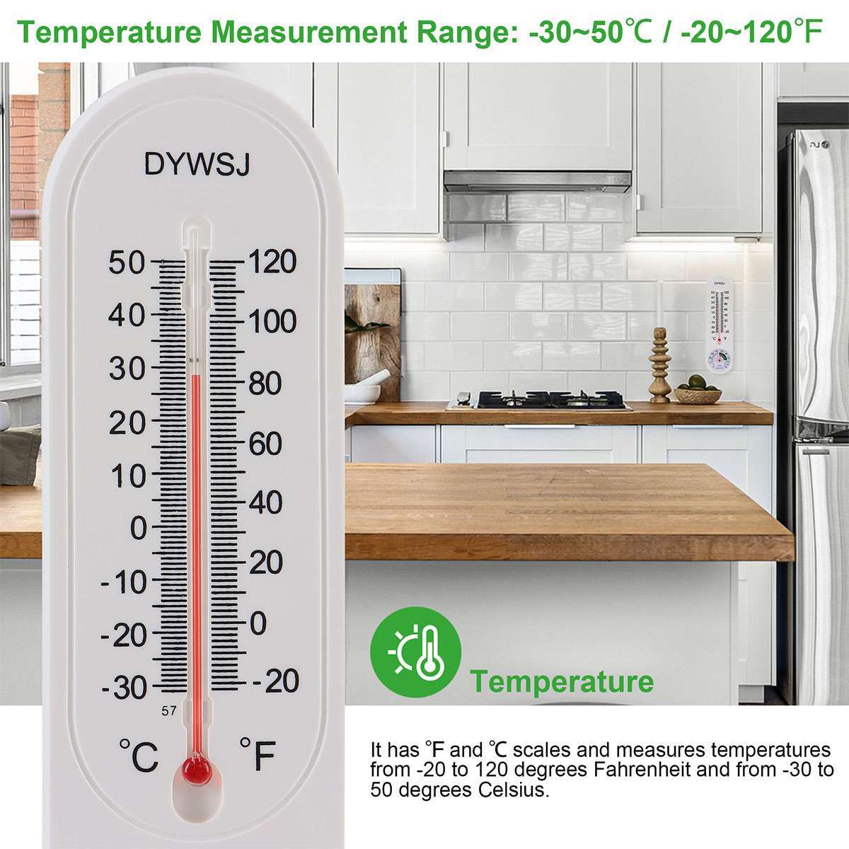 4PCS Wall-Mount Thermometer Indoor Outdoor Garden Greenhouse Home Humidity Meter