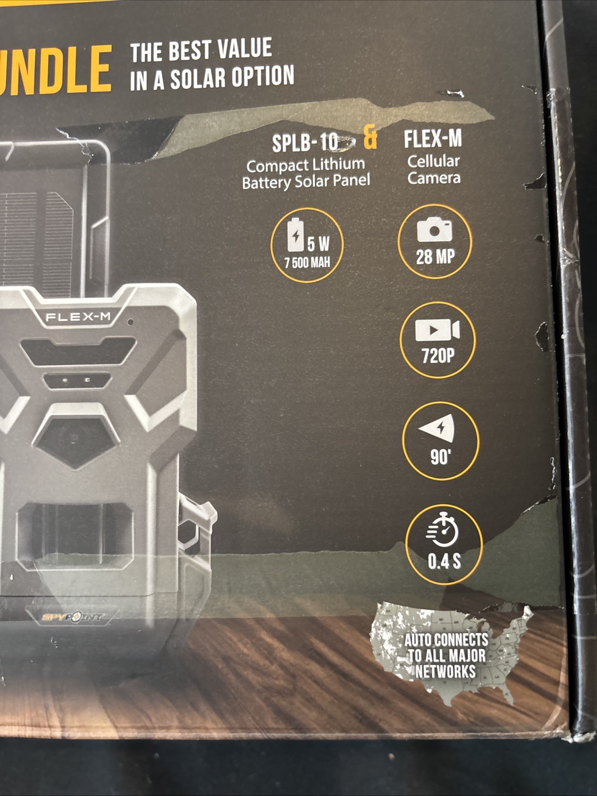 SPYPOINT Flex-M Cellular Trial Camera Solar Bundle (FLEX-M-SOLAR-BUNDLE Open Box