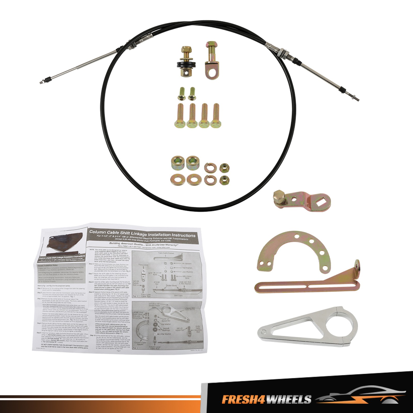 ACA-1804 2" Aftermarket For GM TH350 TH400 Hard Cable Column Shifter Linkage Kit