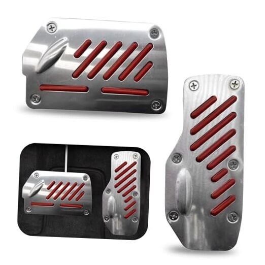 Car Automatic Transmission Accelerator Brake Pedal Cover Set, 5.5" x 2 PCS Red
