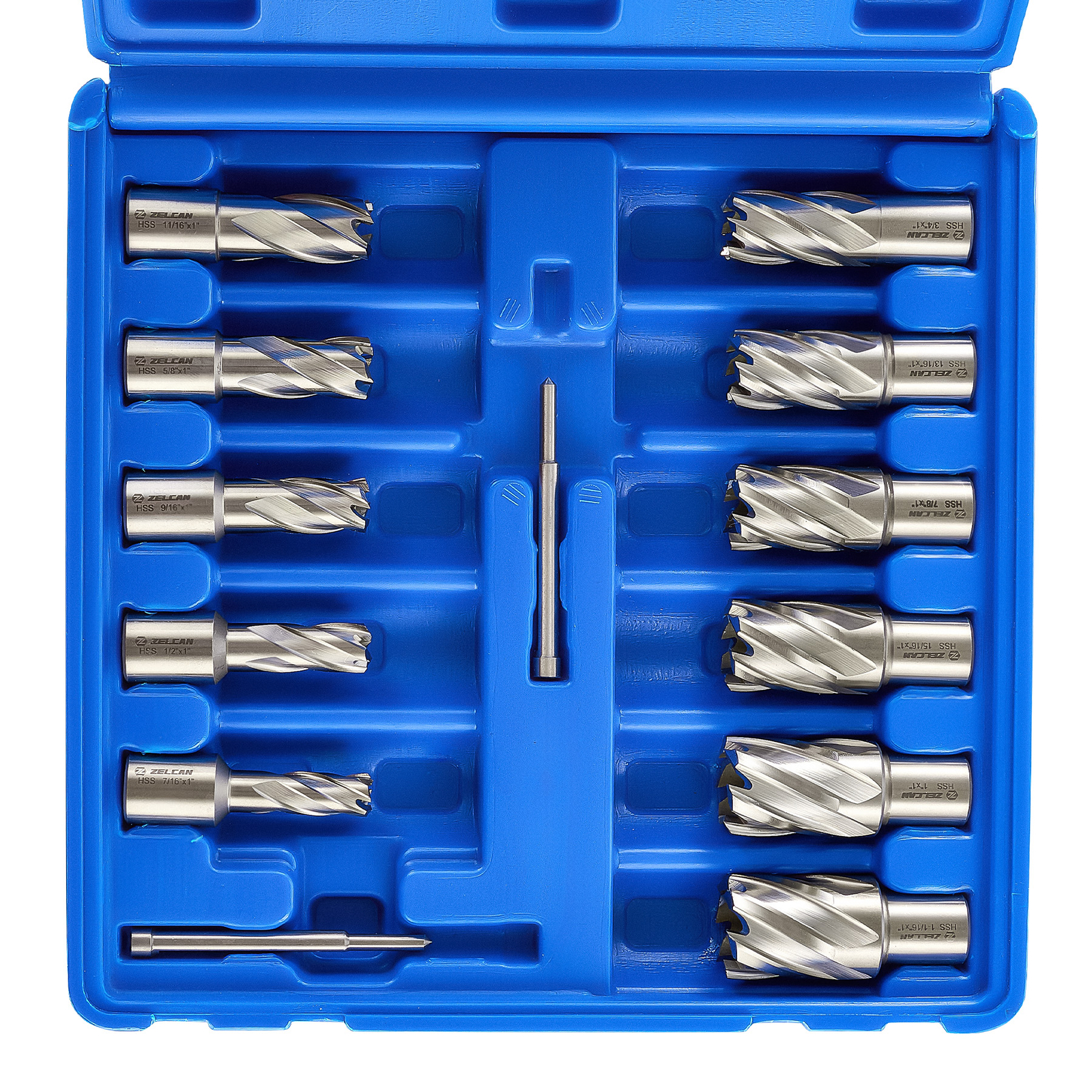 HSS Annular Cutter Set Weldon Shank Mag Drill Bits with 2 Pilot Pins 1" Depth