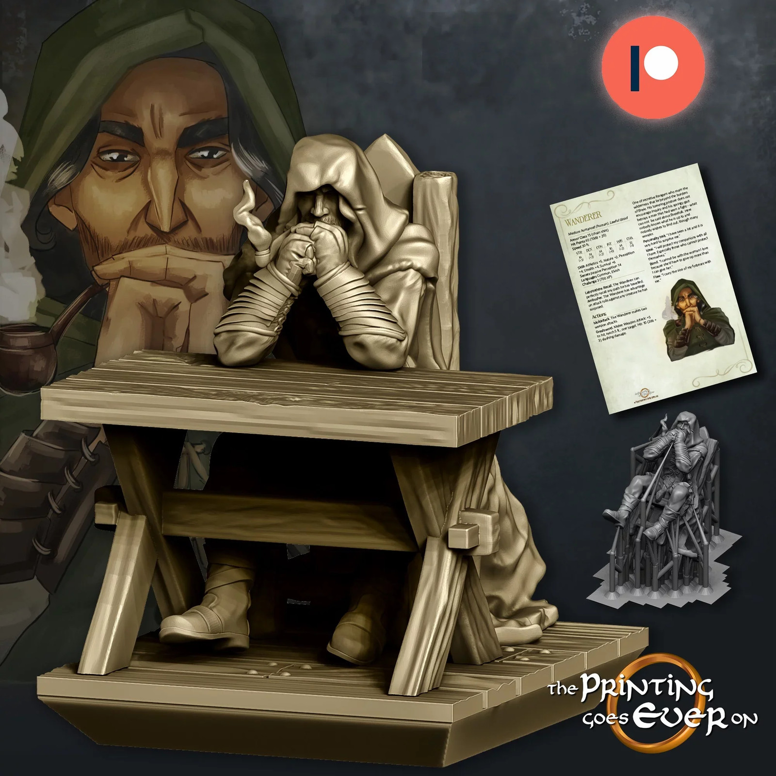 The Wanderer (Aranglor sitting at table) - 28-32mm - Resin Tabletop Miniatur