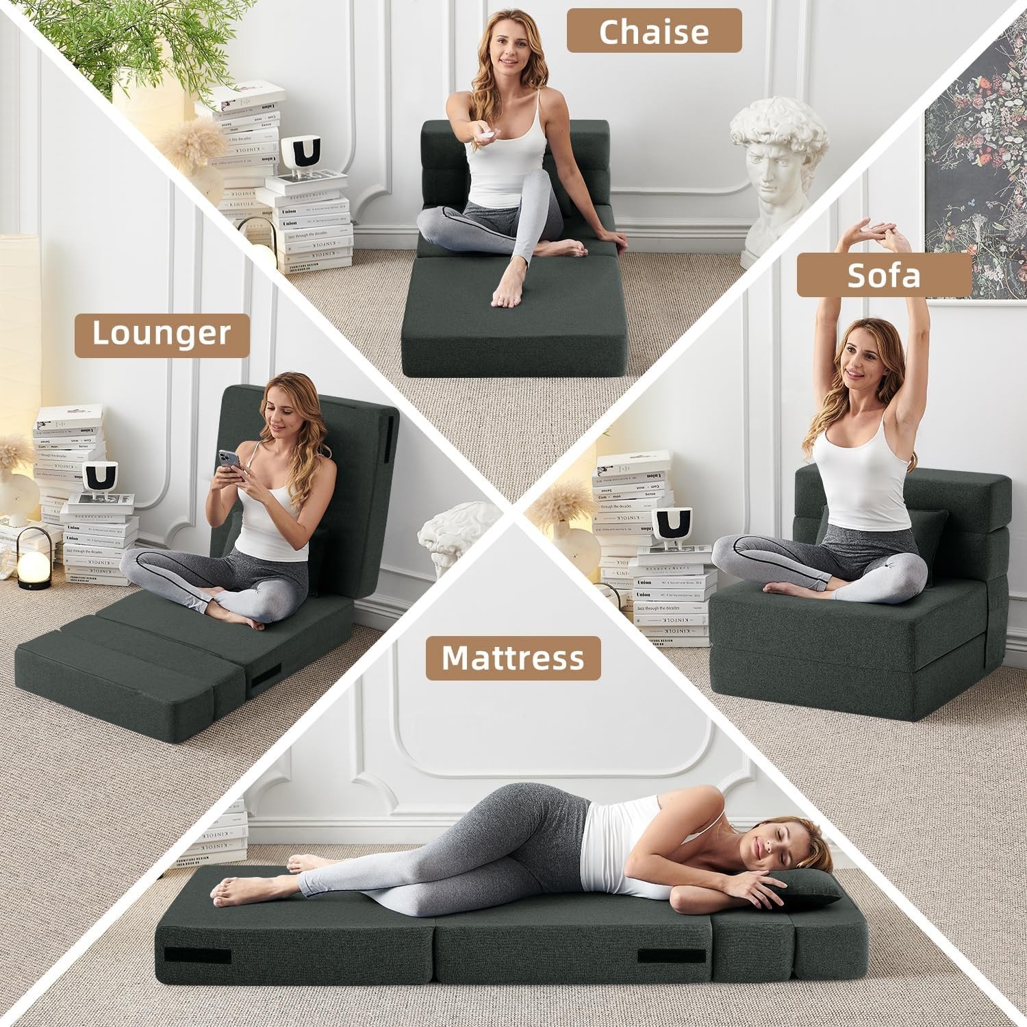Folding Sofa Bed Convertible Sleeper Chair Bed Adults Fold Out Chair to Bed