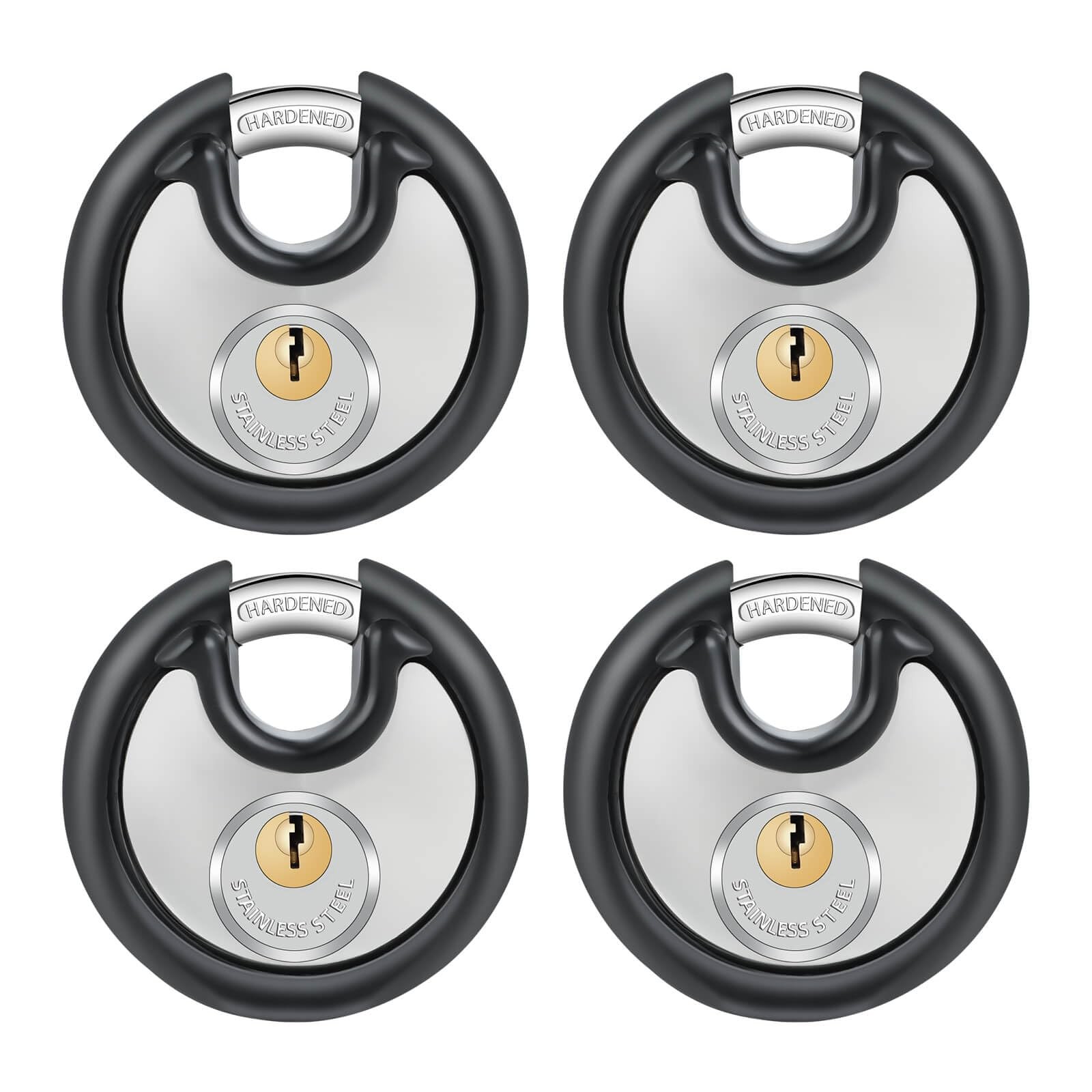 Heavy Duty 70mm Padlock 4-Pack, Keyed-Alike, for Shed, Garage, Lockers, Doors