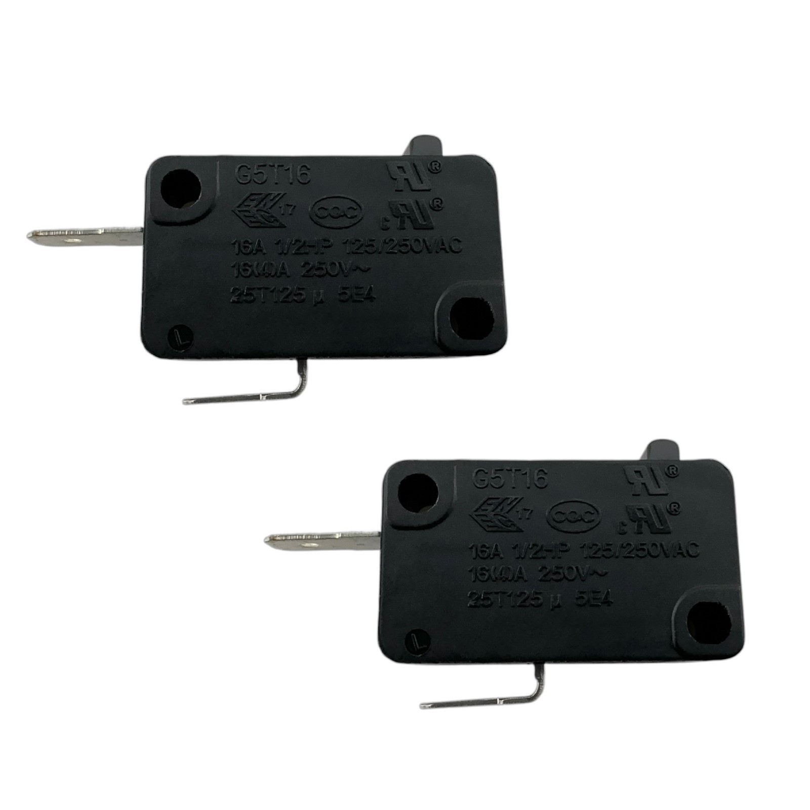 2 Pcs - Zing Ear G5T16 Black Micro Switch 2-Pins 16A 125/250VAC Normally Closed