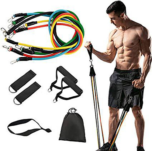 10 PCS RESISTANCE BAND Set Fitness Resistance Bands Set Yoga Pilates Muscle TONE