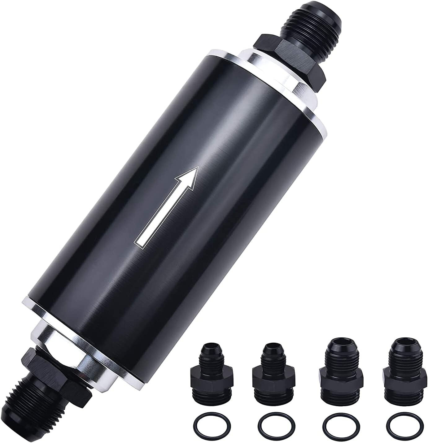 Hiwowsport Inline 100 Micron Fuel Filter 6AN 8AN 10AN Adapter Universal 50MM US