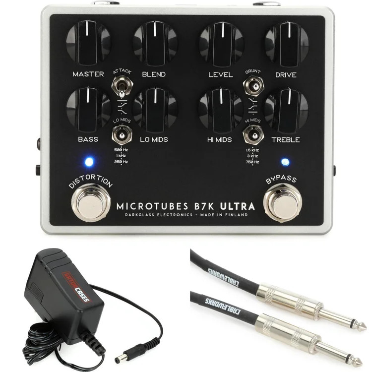 Darkglass Microtubes B7K Ultra V2 Bass Preamp Pedal with Power Supply and Cable