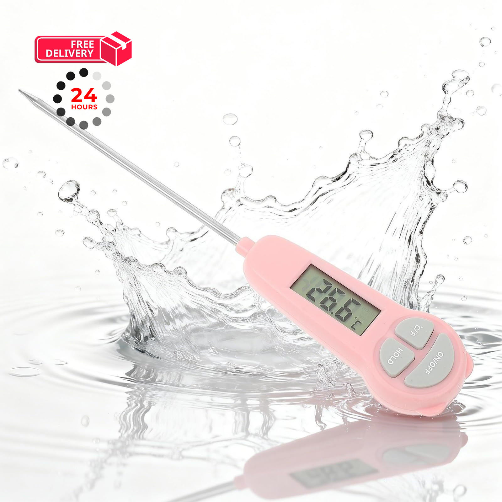 Digital Meat Thermometer Instant Read, Food 20.30X3.50X1.50CM, Pink