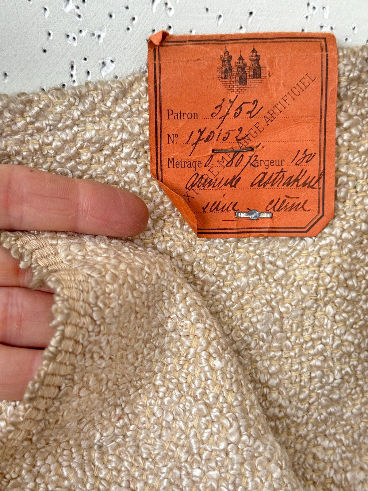 30x23 1900 Bouclé fabric French sample swatch Fortin vintage silk unused docume