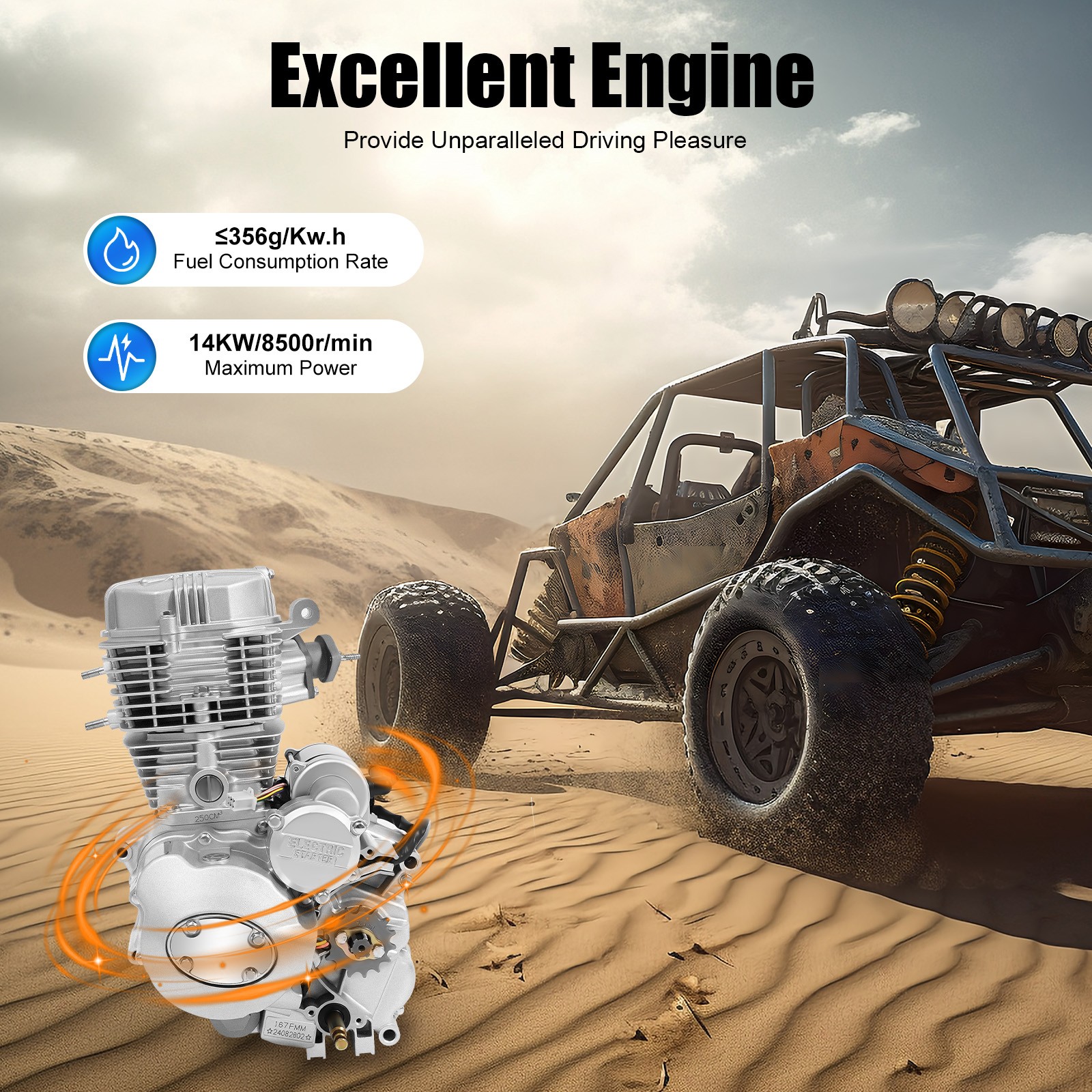 For 200CC 250CC ATV Models Single Cylinder Engine Aluminum Motor 4 Stroke Engine