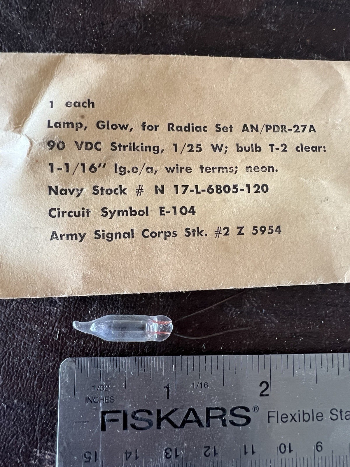 Vintage Radiac Set AN/PDR-27A Glow Lamp Bulb New Old Stock
