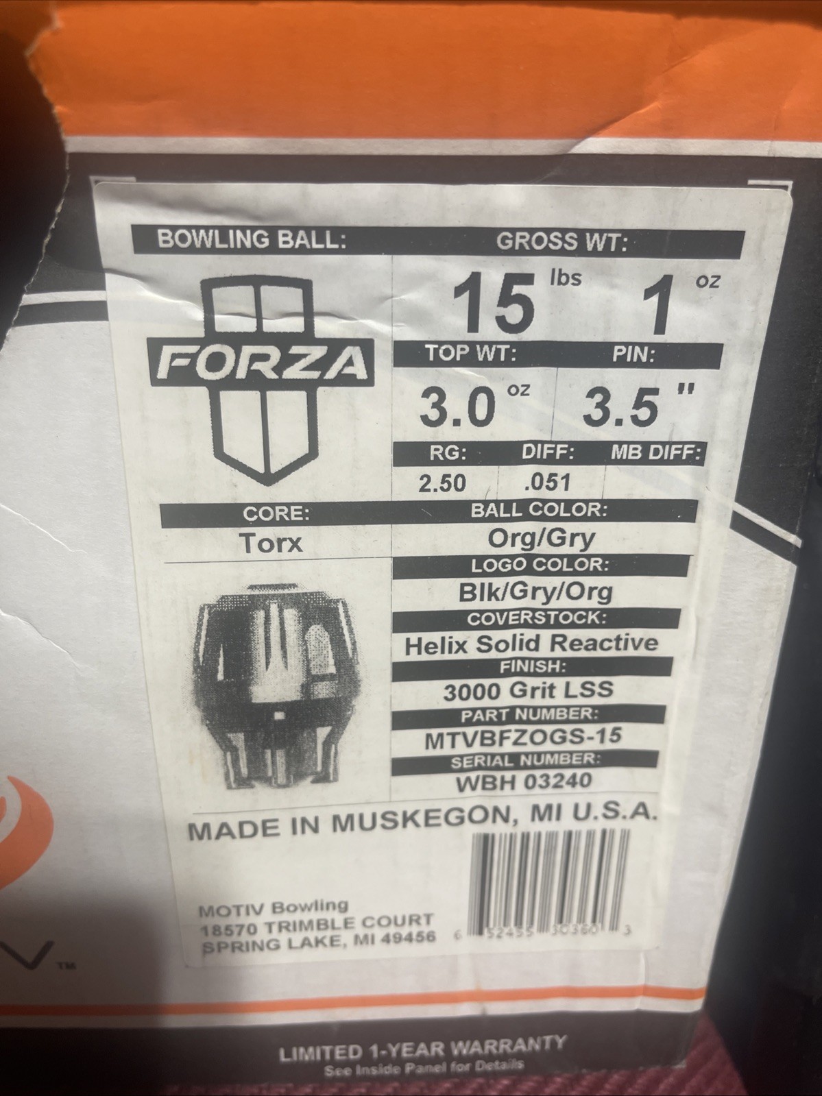 Motiv Forza 15 Lb Bowling Ball