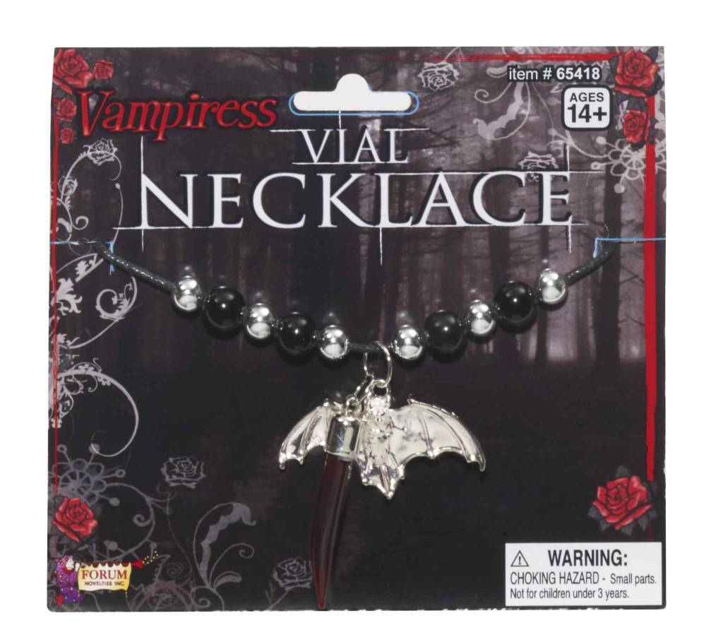 VAMPIRE BLOOD VIAL NECKLACE ADULT HALLOWEEN COSTUME ACCESSORY GOTHIC JEWELRY