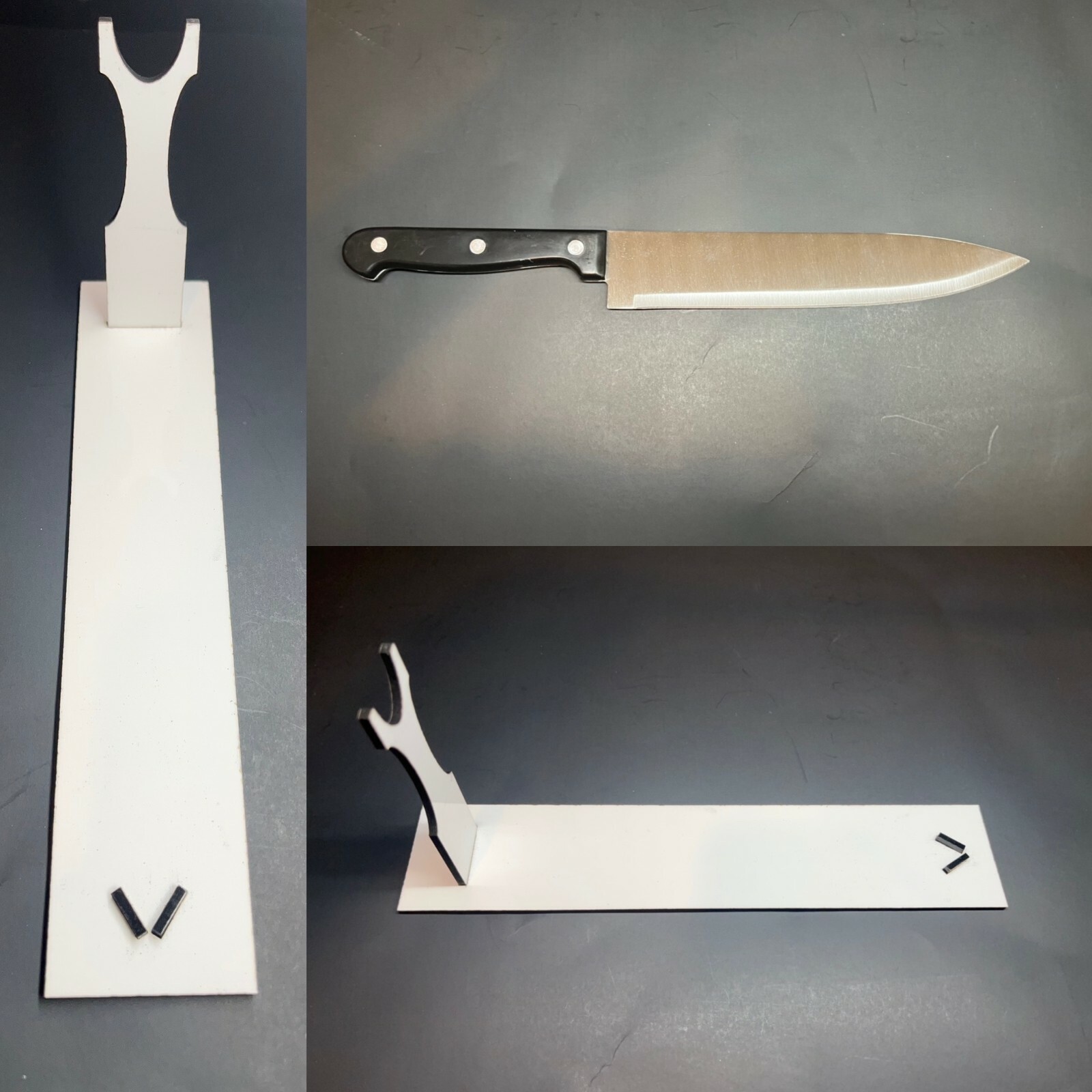 Custom Text Laser Engraved Kitchen Knife with Sublimated Stand