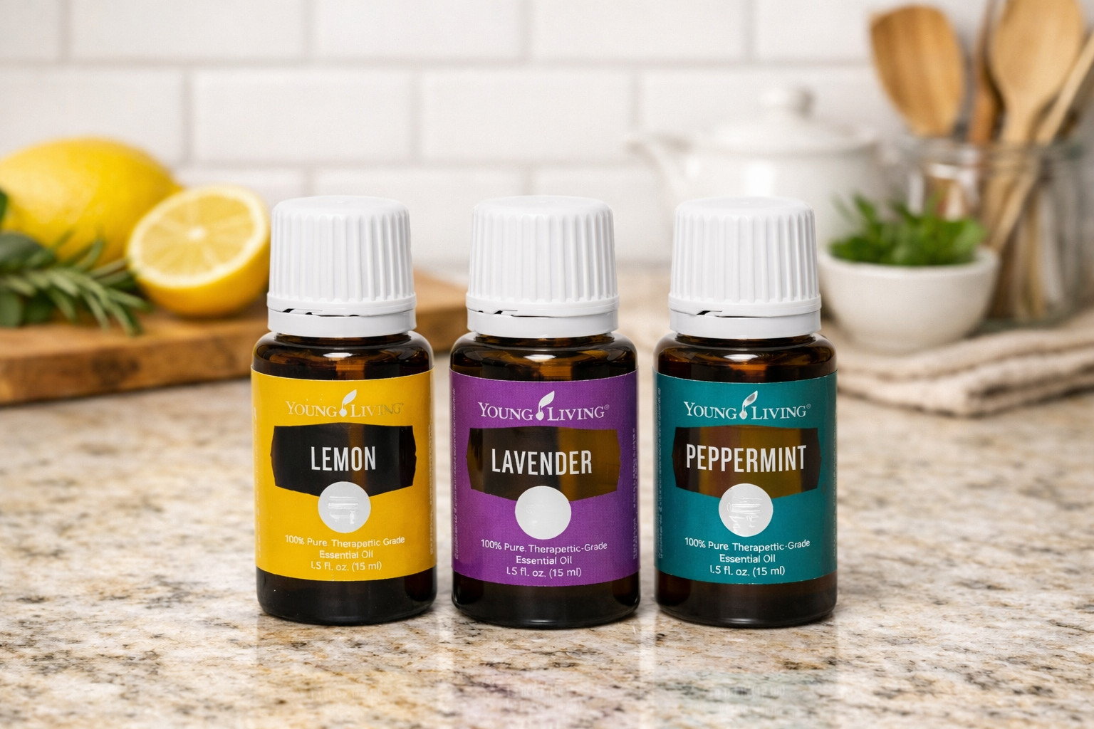 Young Living Essential Oils Lavender Lemon Peppermint 15ml | 3 Bottle Set NEW