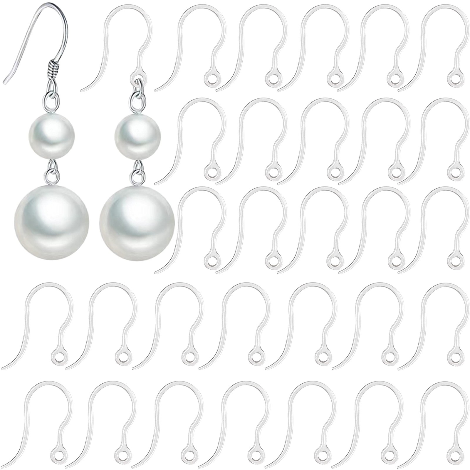 100pcs Safety Non-Allergenic Plastic Earring Hooks Ear Wire Anti Allergy Hook
