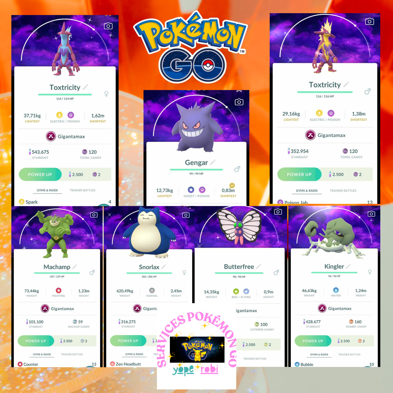 Pokémon go❀❀Shiny gigantamax Dark Skies Background Max Final-Tr❀de 20k or P❀T❀C