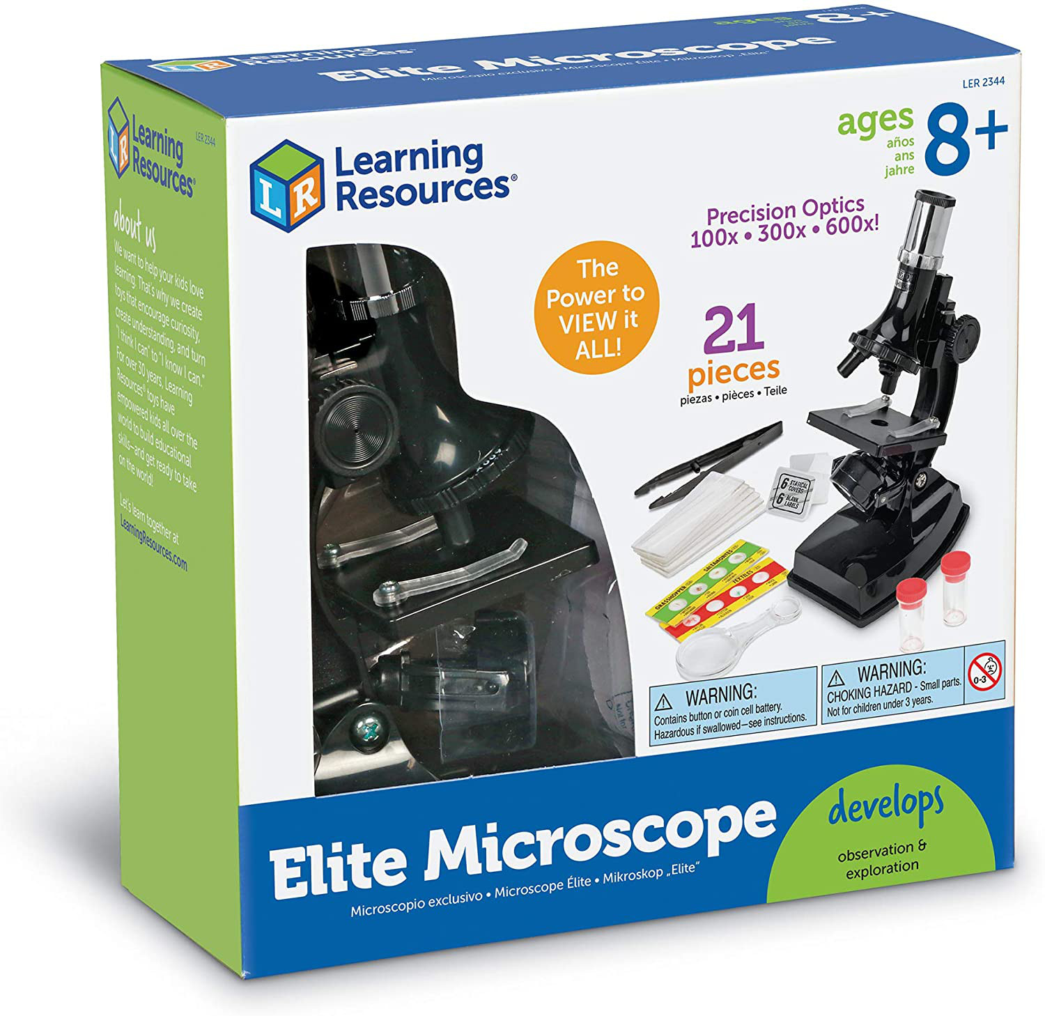 Portable Beginner Microscope Science Kit Kids Starter Compound STEM Learn 21pc