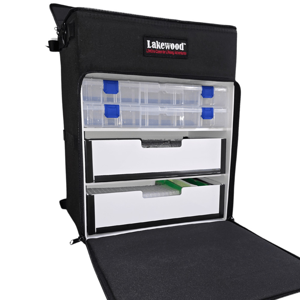 Lakewood Fishing Black Magnum Top Shelf Tackle Box with 4 Tray Holds Plano Boxes
