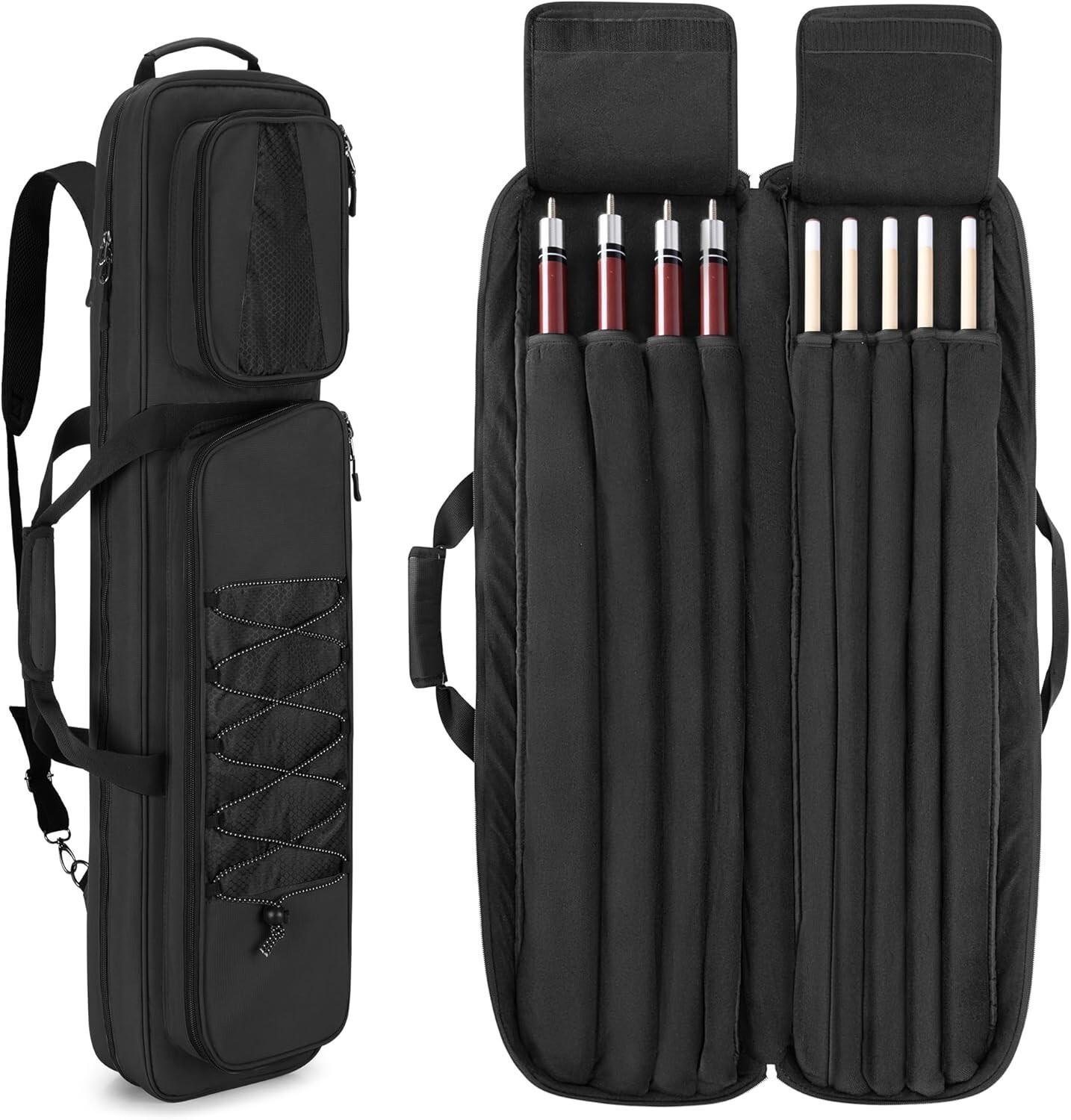 4X5 Pool Cue Case, Billiard Stick Carrying Case Holds 4 Butts and 5 Shafts