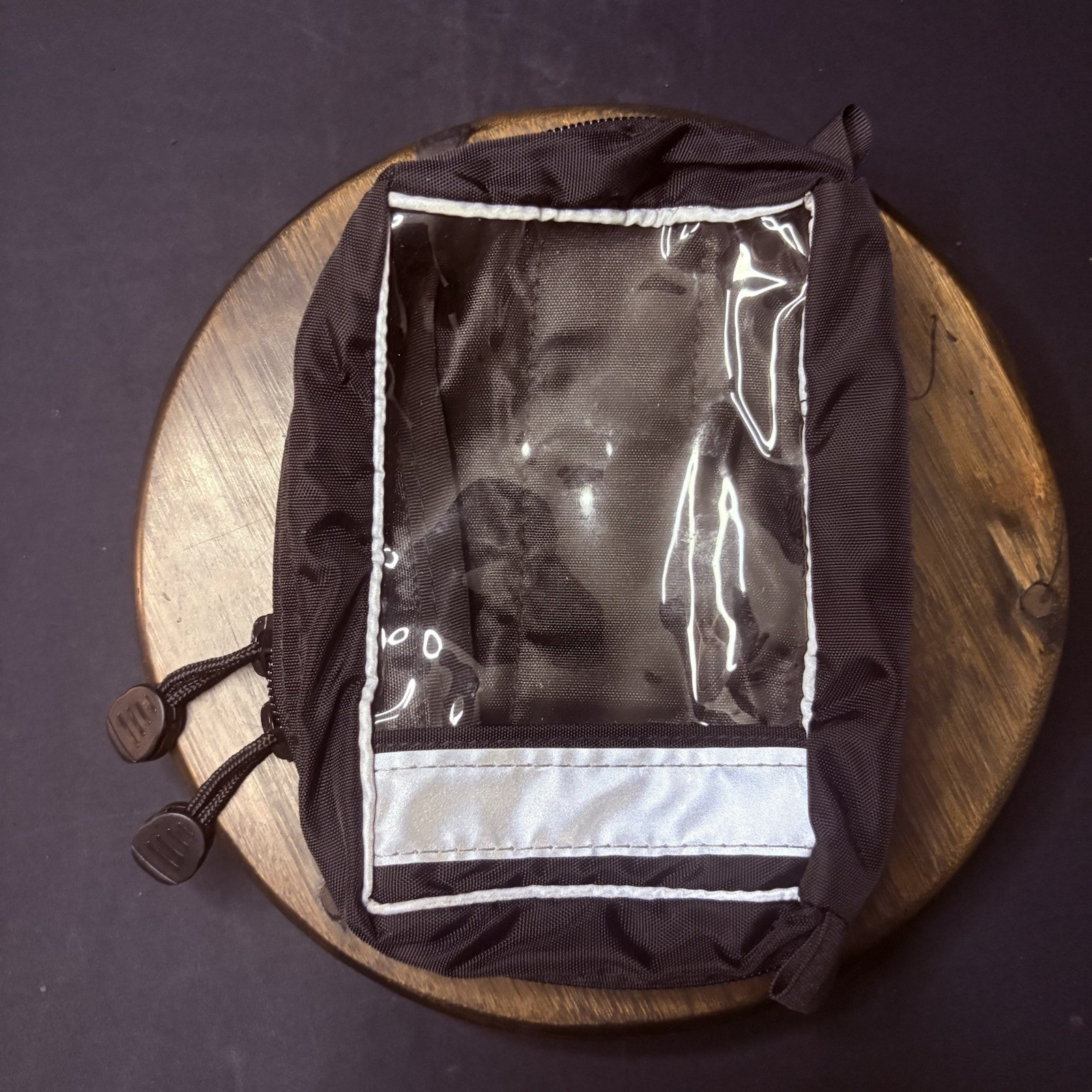 Nylon Pouch 8"x 5" See Through, Reflective Strips, Hook & Loop Attachment