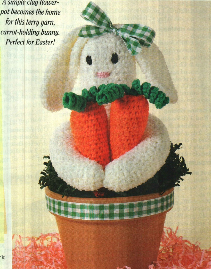FLOWERPOT BUNNY SPRING HOME DECOR CROCHET PATTERN INSTRUCTIONS