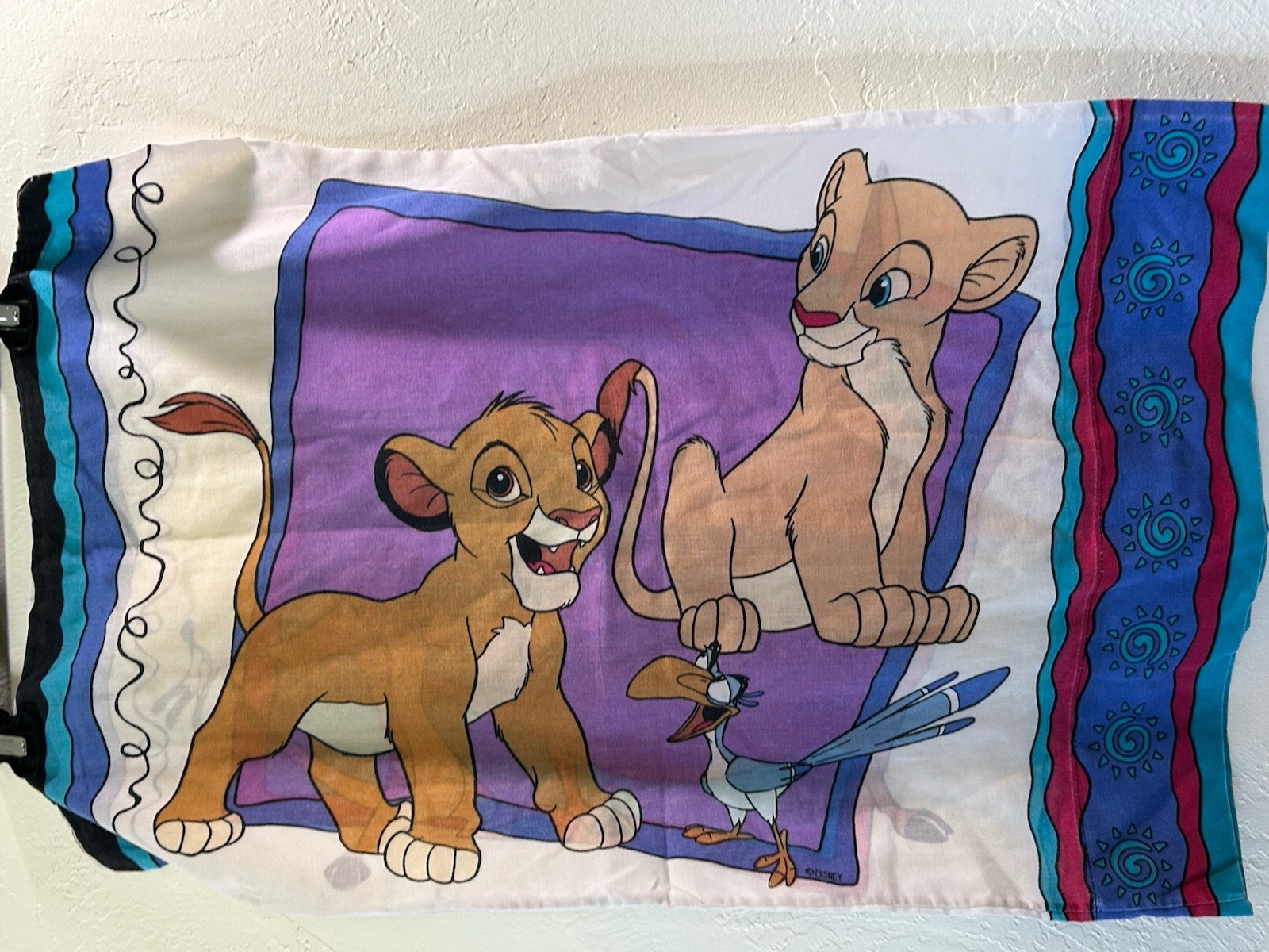 Vintage Lion King Pillowcase Simba Nala Zazu Timon Pumbaa 2 Sided Vintage 90's